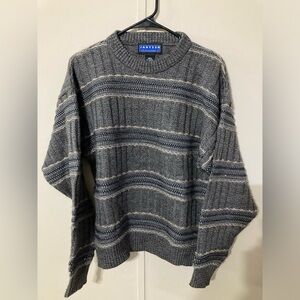 VTG Jantzen Sweater Grey Striped Dad Knit Men's Size M